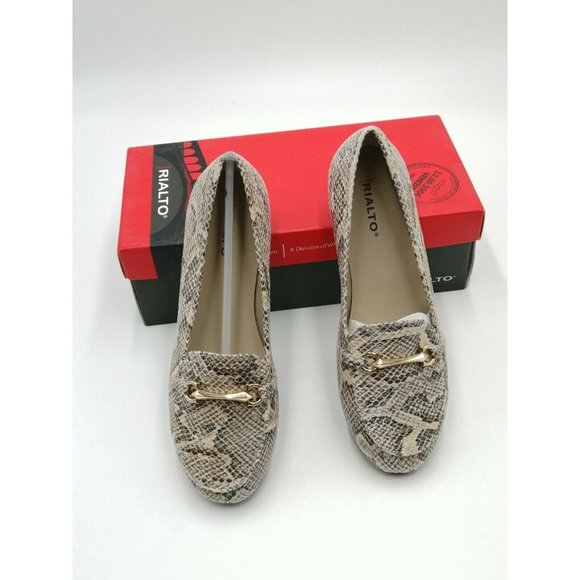 Rialto Guiding Loafer Flats Snakeskin Print Women's US 7.5W Wide New - Picture 5 of 12